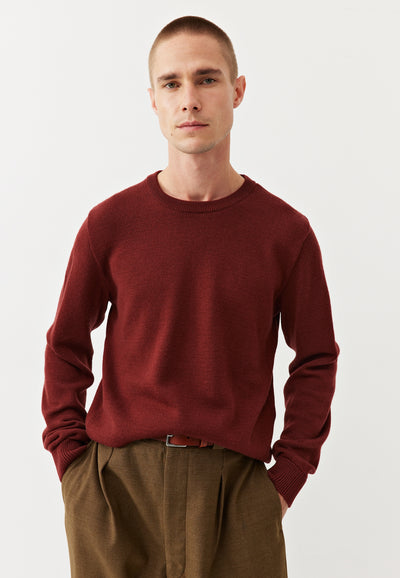 pull épais laine bio loom bordeaux main