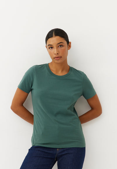 t-shirt coton bio femme loom vert sauge face