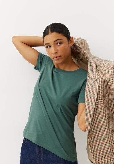 t-shirt coton bio femme loom vert sauge main