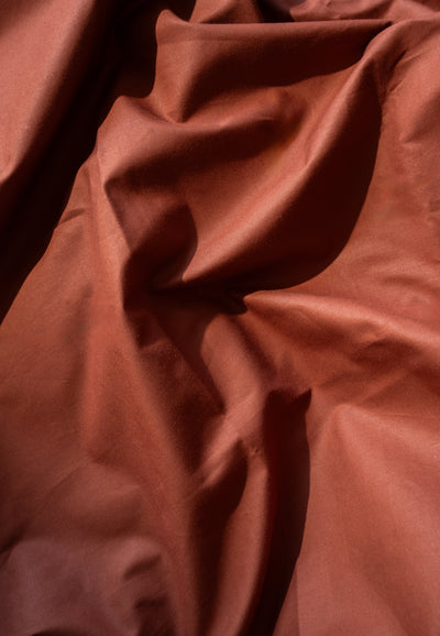 drap housse coton bio loom terracotta main