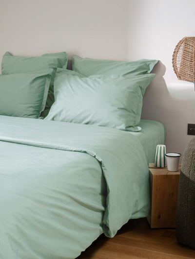 housse de couette coton bio loom vert pastel lit entier