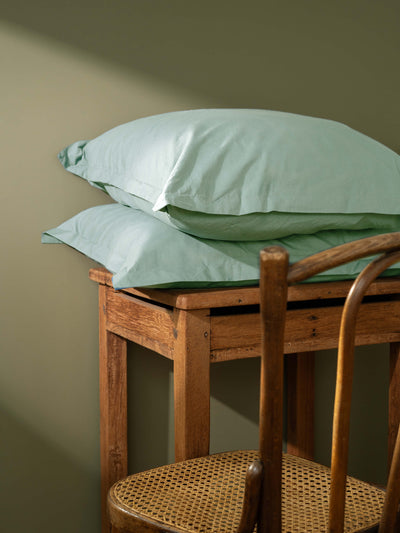 taie d'oreiller coton bio loom vert pastel main