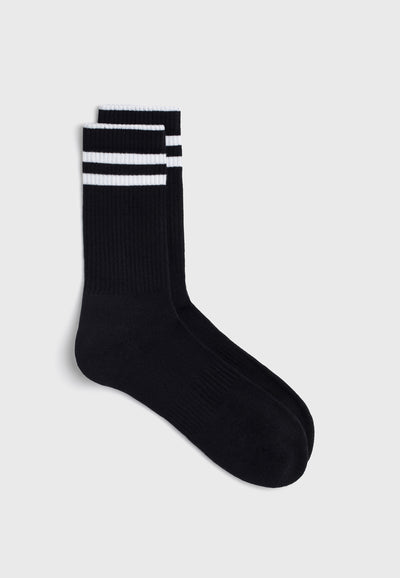 chaussettes côtelées coton bio noir main
