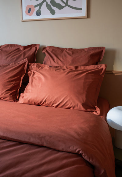 housse de couette coton bio loom terracotta main