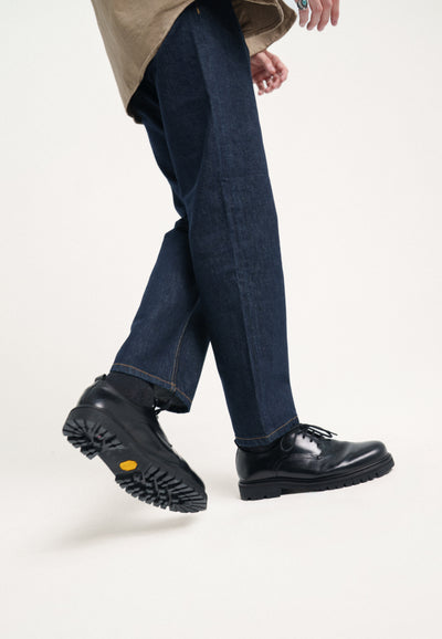 le jean droit homme coton bio loom brut tombé jambe