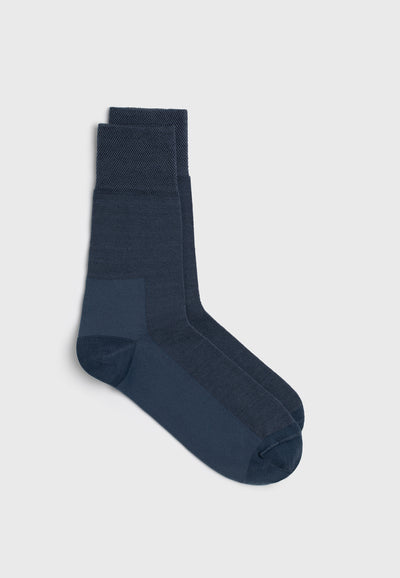 les chaussettes en coton bio Bleu tempête main
