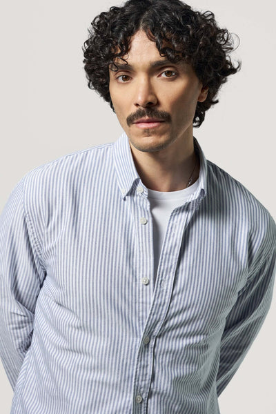 chemise oxford sans poche loom rayures bleues face