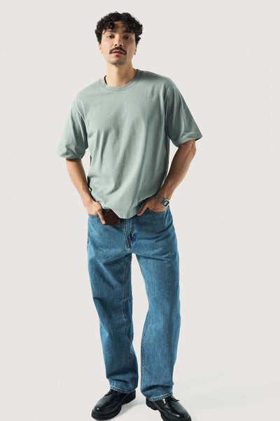 tee-shirt oversize loom vert pastel face silhouette