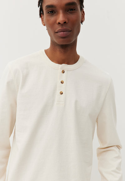 henley coton bio Ecru détail col