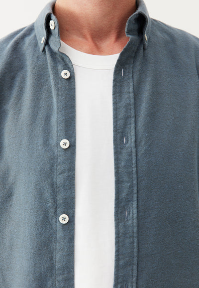 chemise en flanelle coton bio loom Bleu-gris détail matière