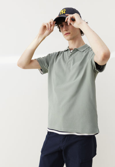 polo loom coton bio vert pastel mains face
