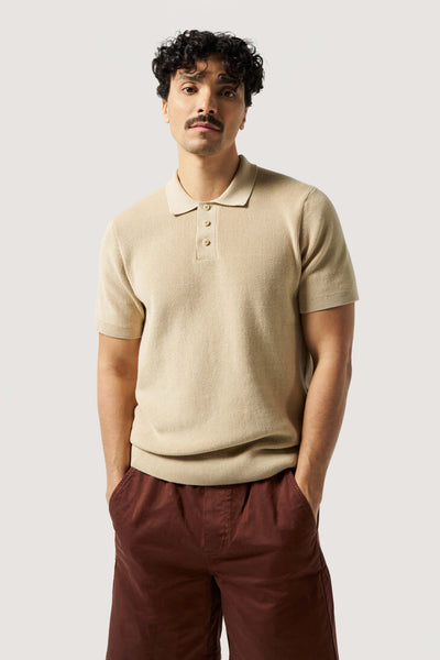 polo en maille loom beige face