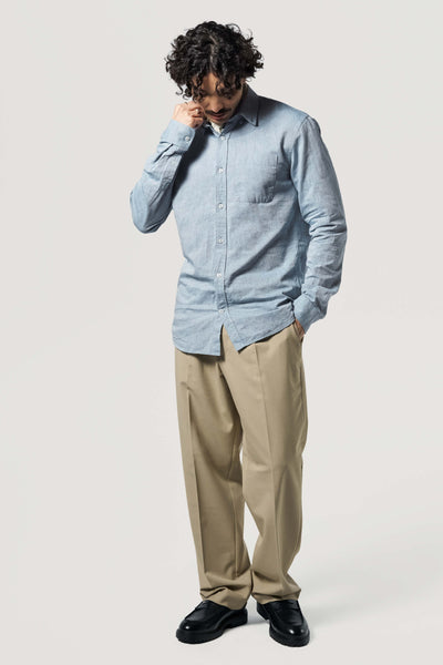 chemise coton lin bleu clair face silhouette