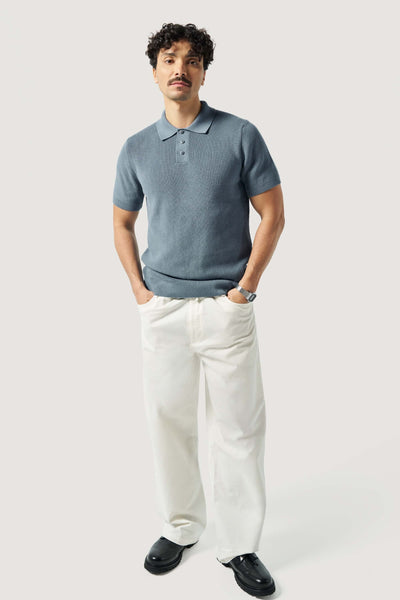 polo en maille loom bleu tempête silhouette