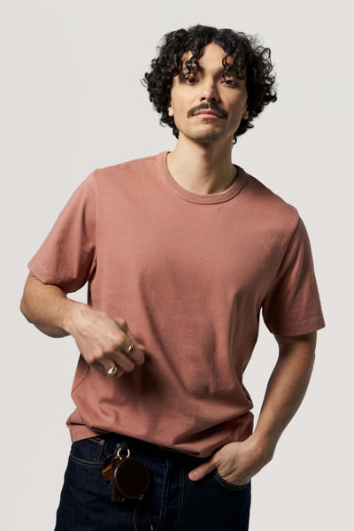 t-shirt heavyweight coton bio loom rose vintage face
