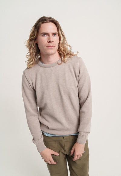 pull épais laine bio loom beige main