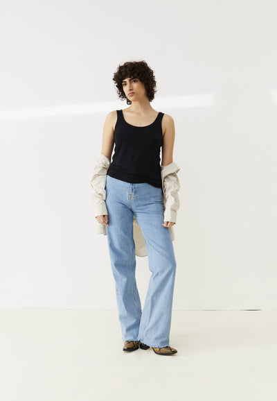 débardeur coton bio loom noir main