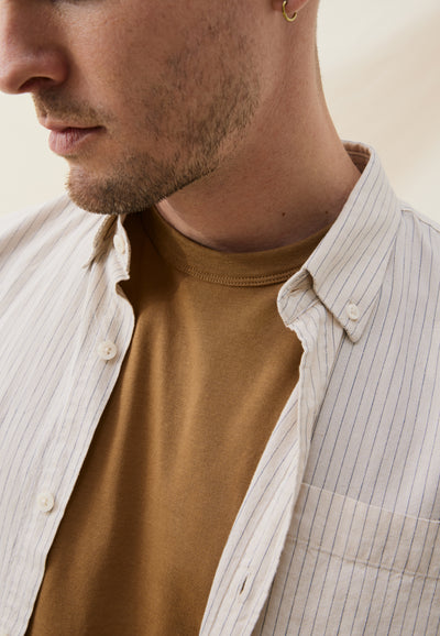 t-shirt coton bio loom camel détail col