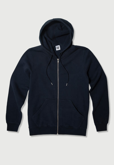 hoodie coton bio loom bleu marine main