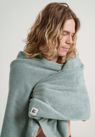 serviette de bain coton bio loom vert pastel main